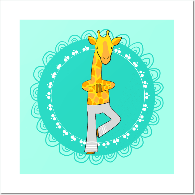 Yoga Giraffe - tree pose Wall Art by Ayeletbarnoy